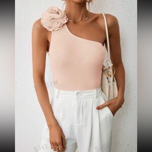 One shoulder ribbed top size small